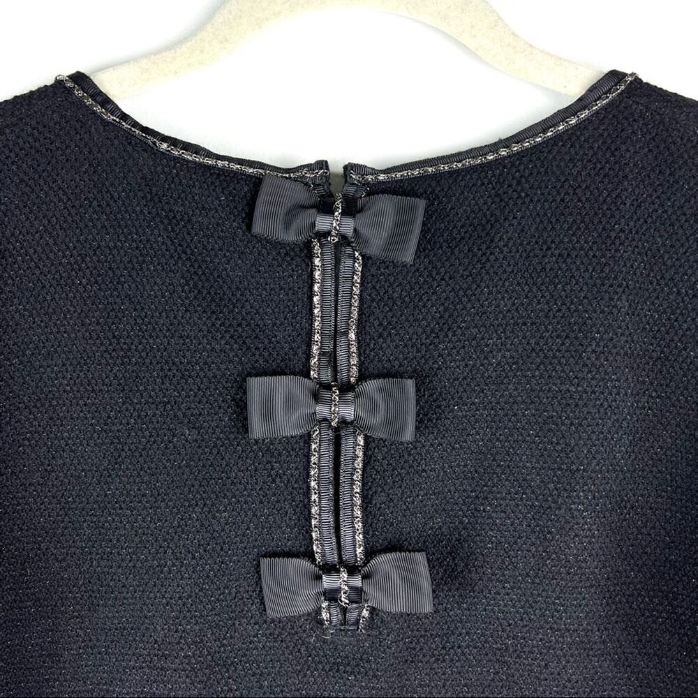 NEW Black Metallic Chain Neck Pullover Bow Sweater S/M Preppy Barbie - Picture 8 of 9